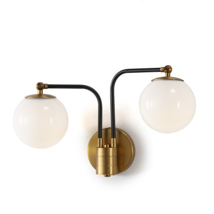 Wall Lamp 50x18x29 White Glass/Gold Metal