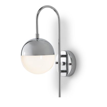 Wall Lamp 15x27x42 White Glass/Silver Metal