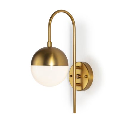 Wall Sconce 15x27x42 White Glass/Golden Metal