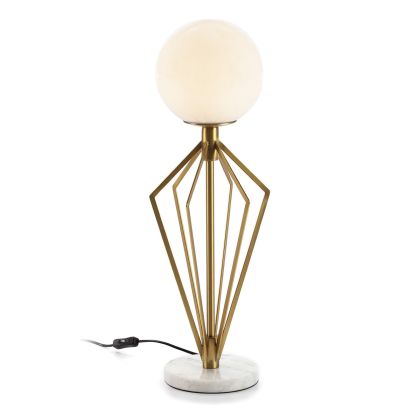 Table Lamp 23x23x68 White Glass/White Marble/Golden Metal