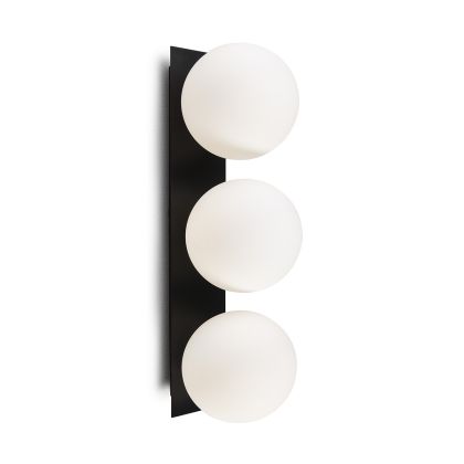 Wall lamp 15x18x50 White Glass/Black Metal