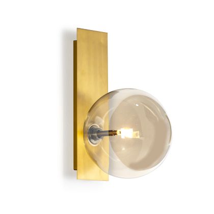Wall Sconce 17x20x30 Amber Glass/Golden Metal