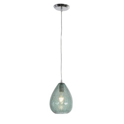 Ceiling Lamp 18x18x25 Crackled Glass Blue/Silver Metal