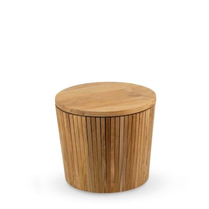 Mesa Auxiliar con Almacenaje Madera Teca, Ø40 Cm