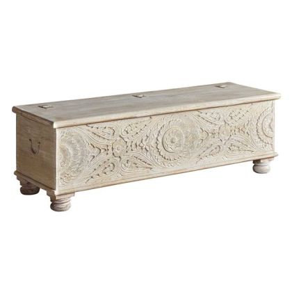 Arcón madera blanco tapa superior