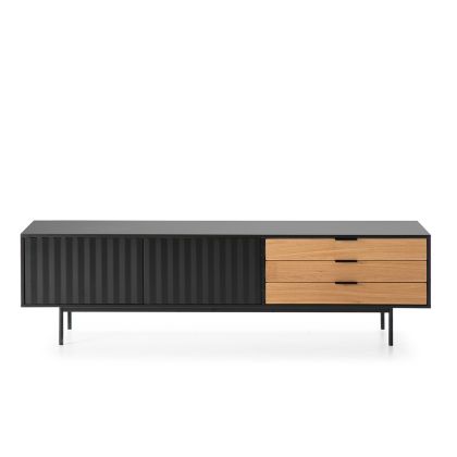 Mueble Televisión Roble Claro Negro, 180 cm