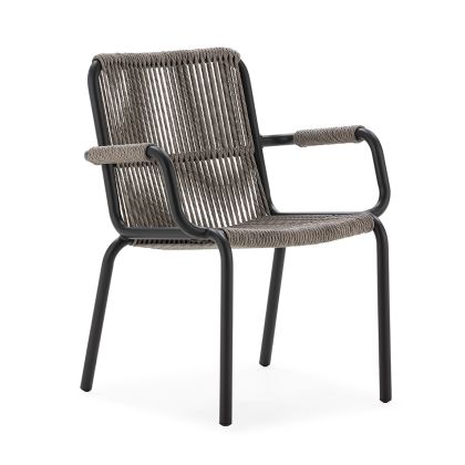 Chair 60x61x81 Aluminum/Wicker -- Black/Grey