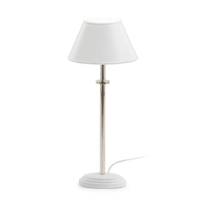 Table Lamp with lampshade 15x11x45 White/Nickel Metal