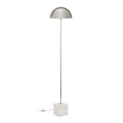 Lámpara de Pie Elegante de Mármol Blanco y Metal Nickel.