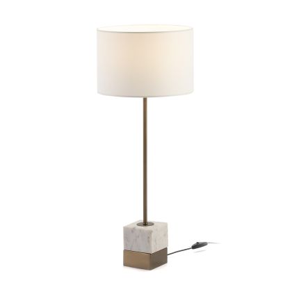 Table Lamp without shade 10x10x58 White Marble/Golden Metal