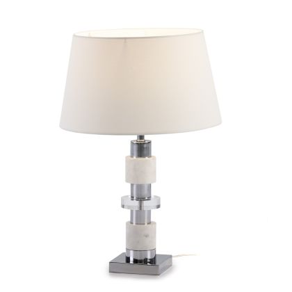 Table Lamp without shade 13x13x40 Methacrylate/White Marble/Silver Metal