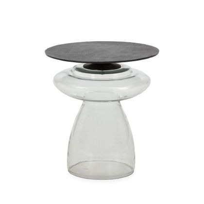 Side Table 47x47x52.5 Metal/Glass -- Aged Bronze/Transparent