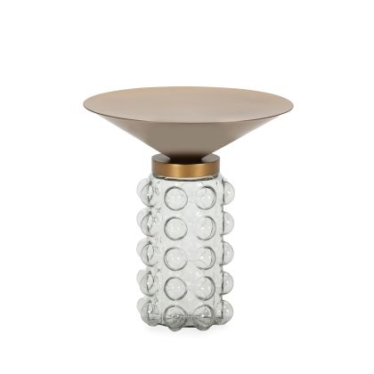 Mesa Auxiliar 44,5x44,5x49 Cristal/Metal -- Dorado/Transparente