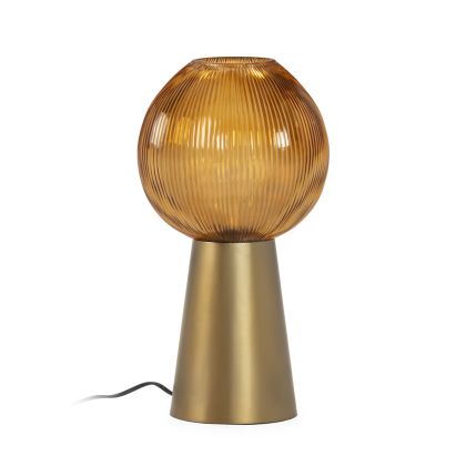 Table Lamp 23x23x43.5 Metal/Glass -- Gold/Amber