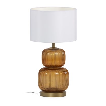 Table Lamp without shade 20x20x41.5 Glass/Metal -- Amber/Golden