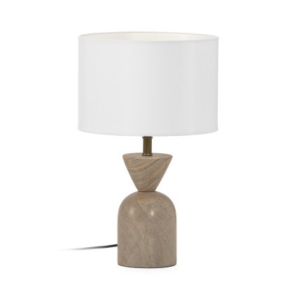 Table Lamp without shade 13x13x33 Travertine Marble/Metal -- Gold