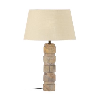 Table Lamp without shade 11x11x49 Travertine Marble/Metal -- Gold