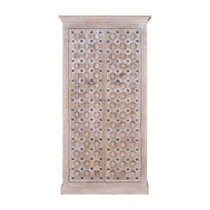 Armario Tallados Madera Mango Natural, 97 Cm