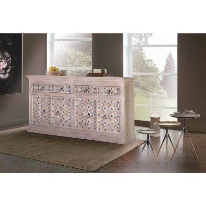 Aparador BAKHRA  Madera Blanca 4 Puertas, 190 Cm