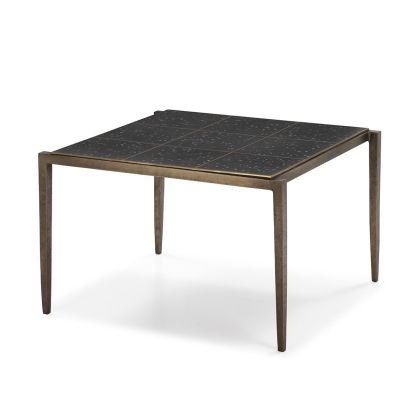 Mesa de Centro Art Decó en Hierro dorado antique y Terrazo Epoxi negro.