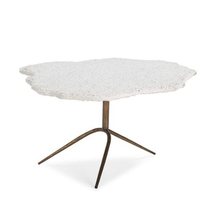 Mesa Centro Hierro Dorado Antique Terrazo Blanco, 93 Cm
