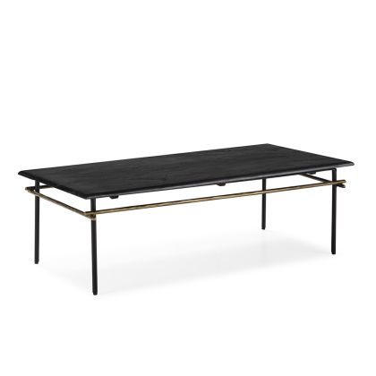 Coffee Table 122x61x37 Black Marble/Antique Gold/Black Iron