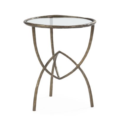 Mesa Auxiliar Escultórica en Cristal y Metal dorado antique.