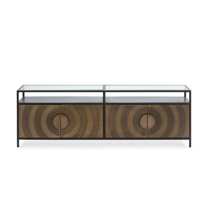 Sideboard 183x43x61 Metal/Glass Gold/Black
