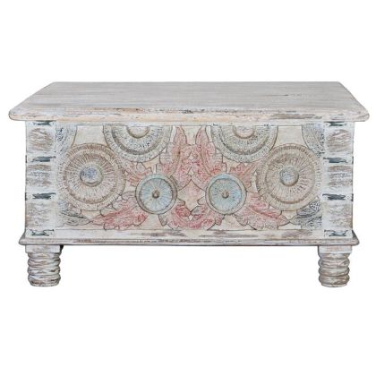 Mesa centro Baúl Mango Tallado Multicolor, 90 Cm