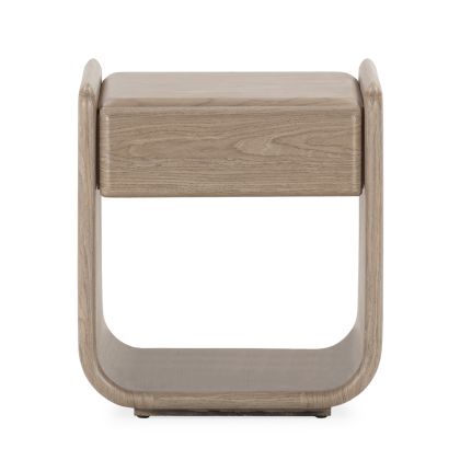 Mesita de noche nórdica en madera marrón claro. Mesita de noche nórdica en madera marrón claro.