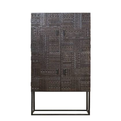 Vitrina Madera Nogal Hierro Negro, 176 Cm