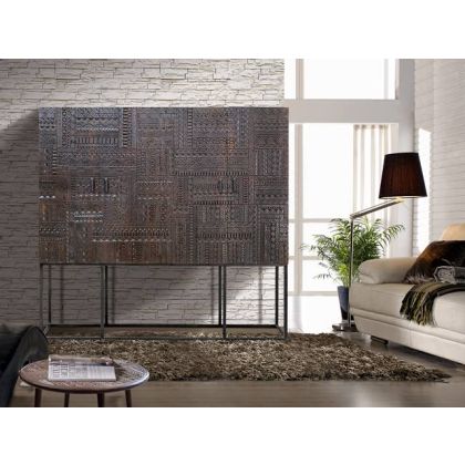 Armario  Madera Nogal Jeroglífico 4 Puertas, 180 Cm