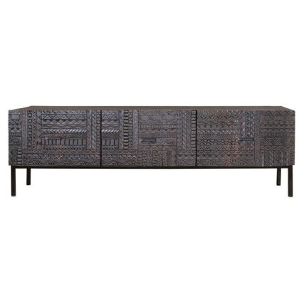 Mueble TV Estilo Étnico-Oriental Tallado Diseño Africano, 180 Cm