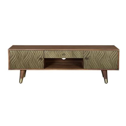 Mueble TV Madera Mango Bronce Repujado, 140 Cm