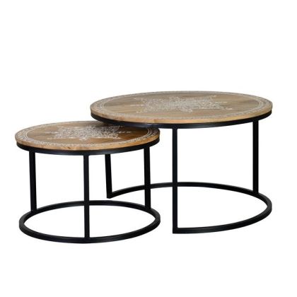 J/2 Mesa Auxiliar Madera Mango Hierro, Ø 80 Cm