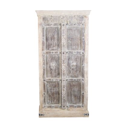 2-Door Carved Mango Wood Wardrobe, 94 Cm