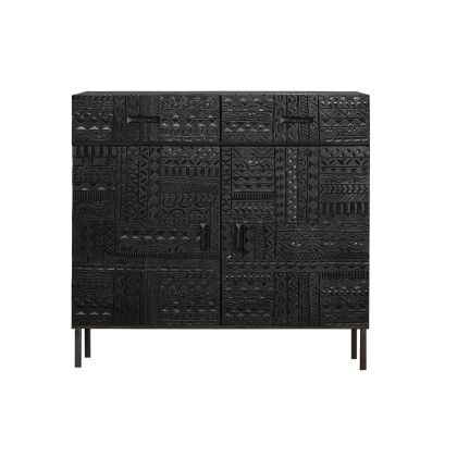 Cómoda madera negra 2 puertas 2 cajones
