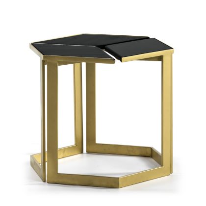 Side Table 58x58x48 Black Granite/Golden Metal