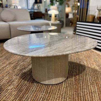 MESA DE CENTRO 78,74x78,74x40,64 MARMOL BLANCO/MADERA BLANCO LAVADO