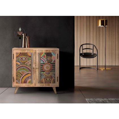 Cómoda 2 Puertas Mango Multicolor, 60 Cm
