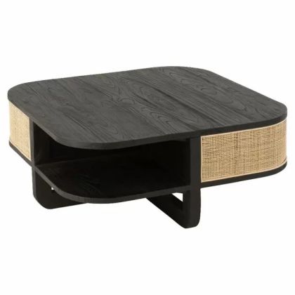 Mesa Centro Madera Negro Ratán Natural, 85 Cm