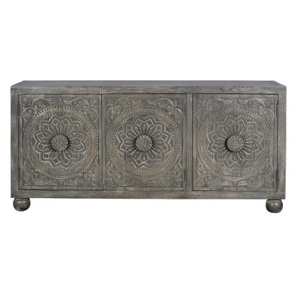 Aparador Estilo Oriental Puertas Talladas Mandalas, 172 Cm