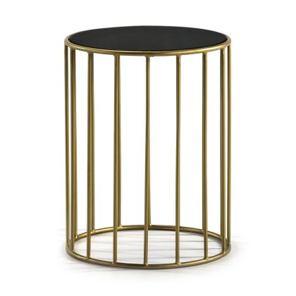 Side Table 43x43x65 Black Mirror/Gold Metal