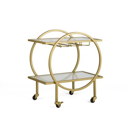 Mueble Auxiliar Camarera en Cristal y Metal dorado.