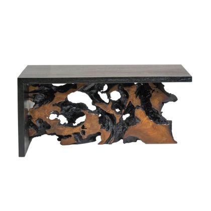 Black Teak Wood Root Coffee Table, 110 Cm