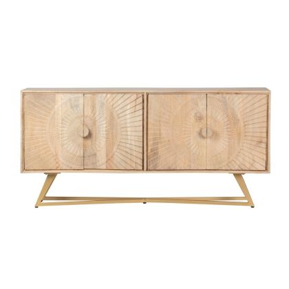 Aparador Madera Natural Metal Dorado Relieve, 180 cm Aparador Madera Natural Metal Dorado Relieve, 180 cm