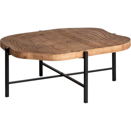 Mesa centro Gien Madera tallada Natural hierro negro