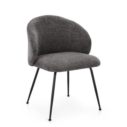 Silla Comedor Tapizado Gris Oscuro Acero Negro, 58 Cm