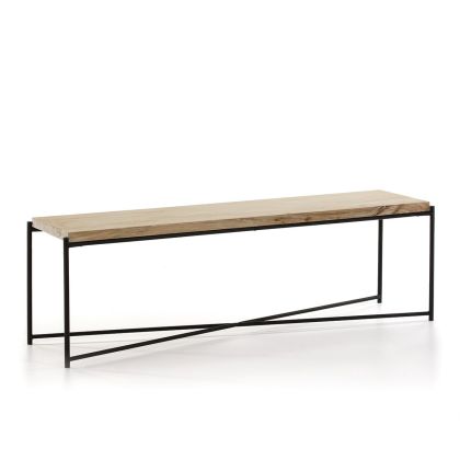 Mesa Tv Madera Blanqueado Metal Negro 160 Cm