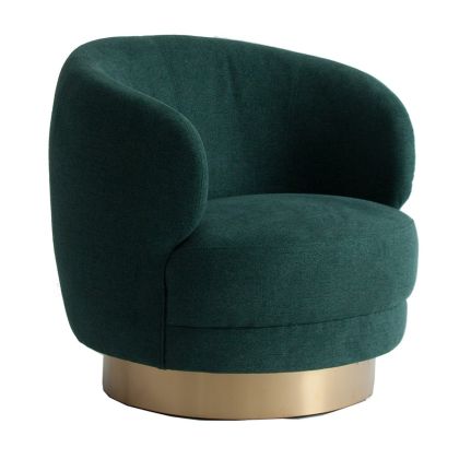 Sillón Odolo art decó Tapizado Lino Verde, 82 Cm